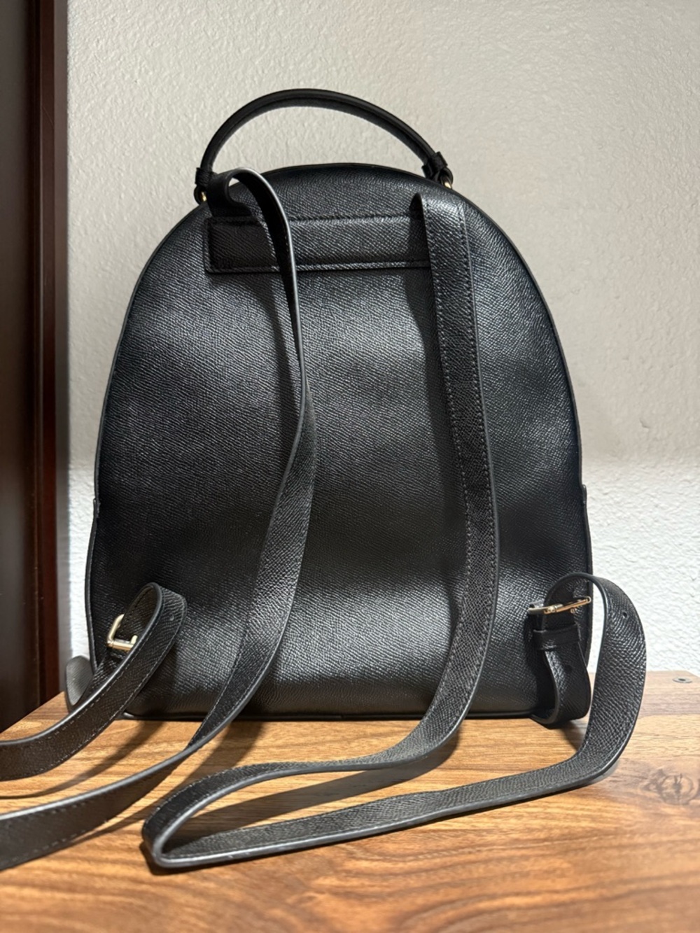 Coach Black Leather Mini Backpack with Gold Accents - Picture 5 of 6